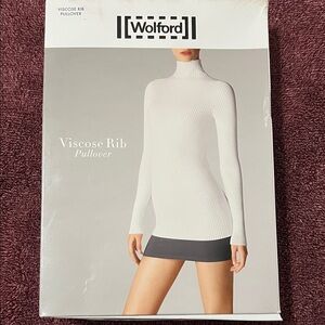 Wolford White Viscose Rib Turtleneck Sweater